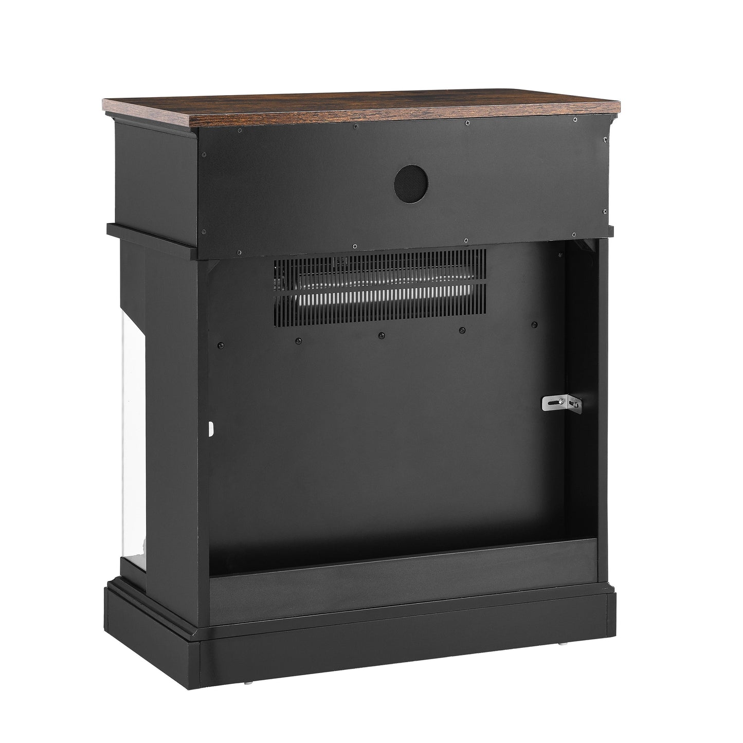 Solenne 25-Inch Electric Fireplace Side Table with 3-Sided Glass Display, Remote Control, Antique Black