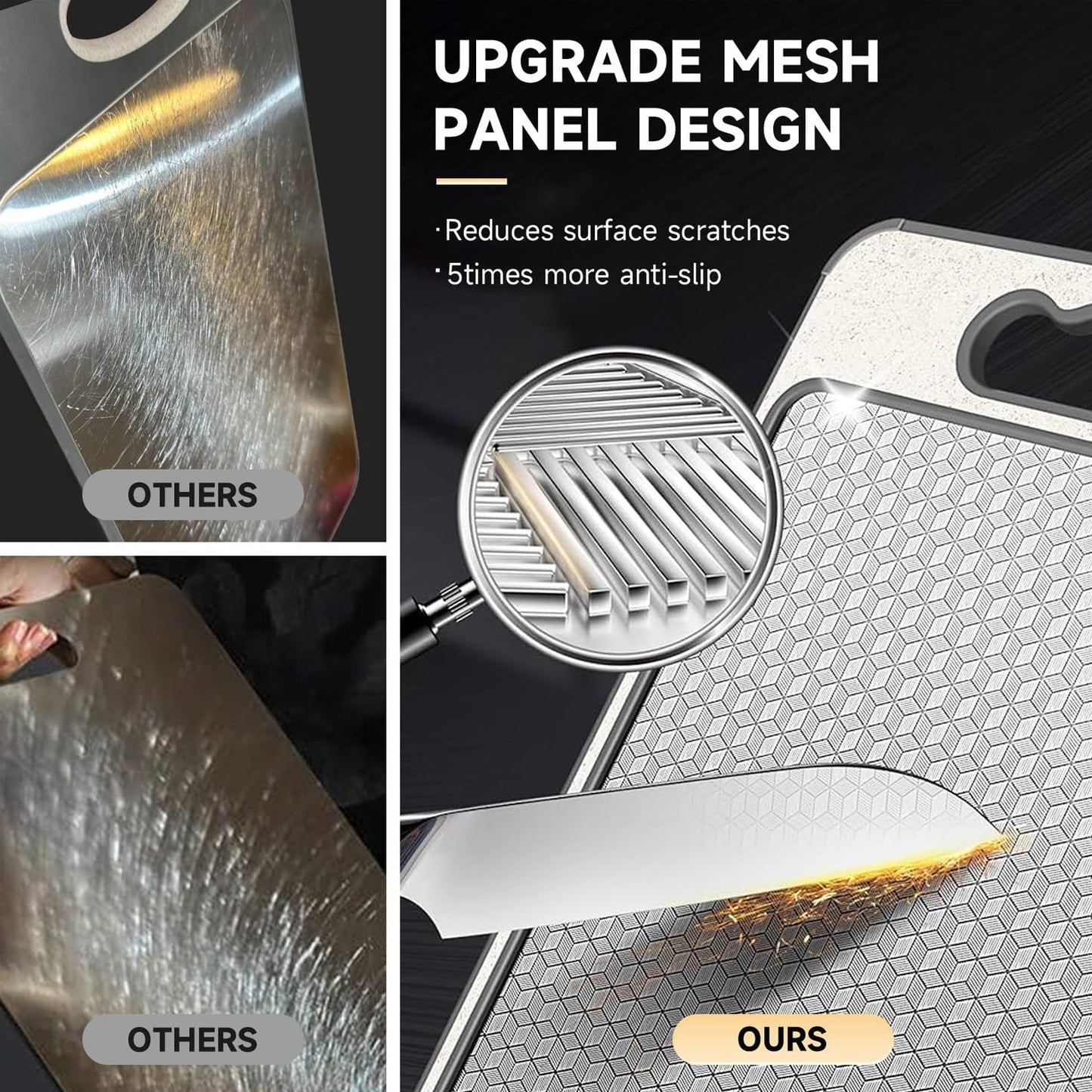 Stainless steel cutting board, mold proof and antibacterial plastic double-sided cutting board