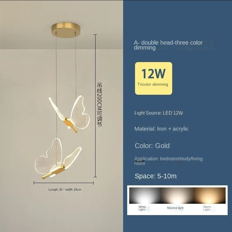 Butterfly Chandelier Modern Minimalist Luxe Creative Pendant Light for Bedroom