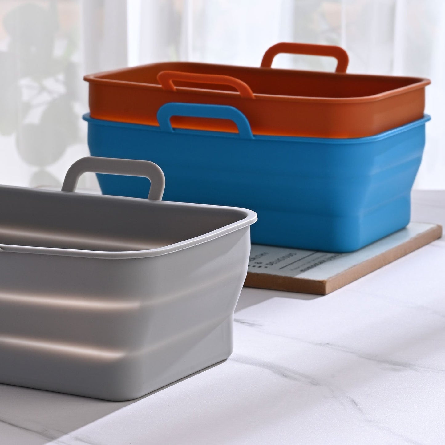 Rectangular Air Frying Pan Double Basket Collapsible Silicone Frying Pan