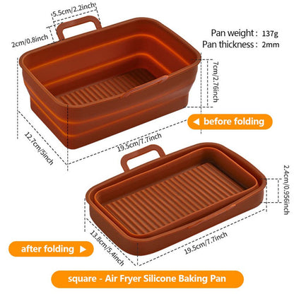 Rectangular Air Frying Pan Double Basket Collapsible Silicone Frying Pan