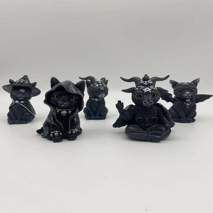 Halloween Magic Cat Resin Craft Ornament Animal Sculpture