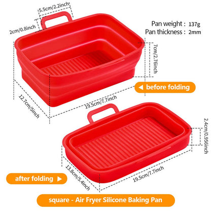 Rectangular Air Frying Pan Double Basket Collapsible Silicone Frying Pan