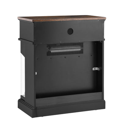 Solenne 25-Inch Electric Fireplace Side Table with 3-Sided Glass Display, Remote Control, Antique Black