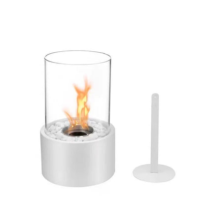 Solenne Tabletop Bio Ethanol Fireplace – Glass Indoor & Outdoor Fire Pit with Stainless Steel Base