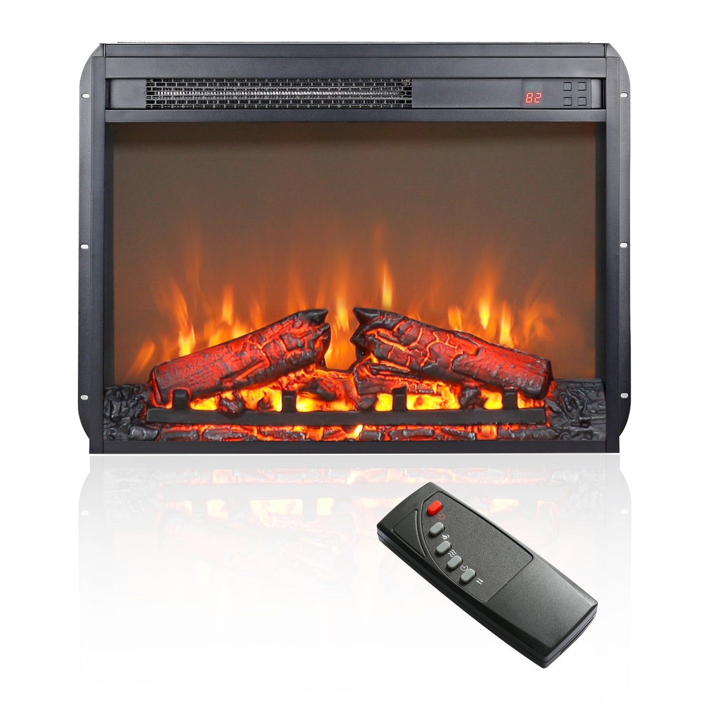 Solenne 23-Inch Electric Fireplace Insert with Realistic Log Set, Remote Control & Adjustable Flame