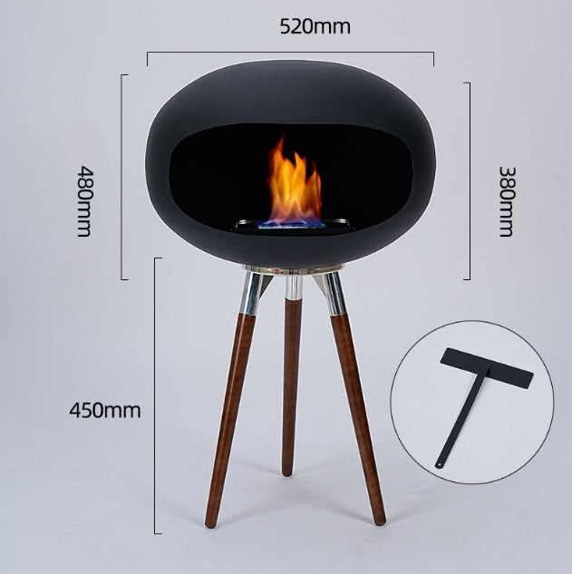 Solenne Freestanding Bio Ethanol Fireplace – Modern Metal Real Flame Indoor & Outdoor Fireplace