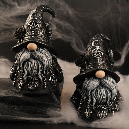 Gothic Wizard Dwarf Resin Figurine Halloween Dark Decor Desk Ornament