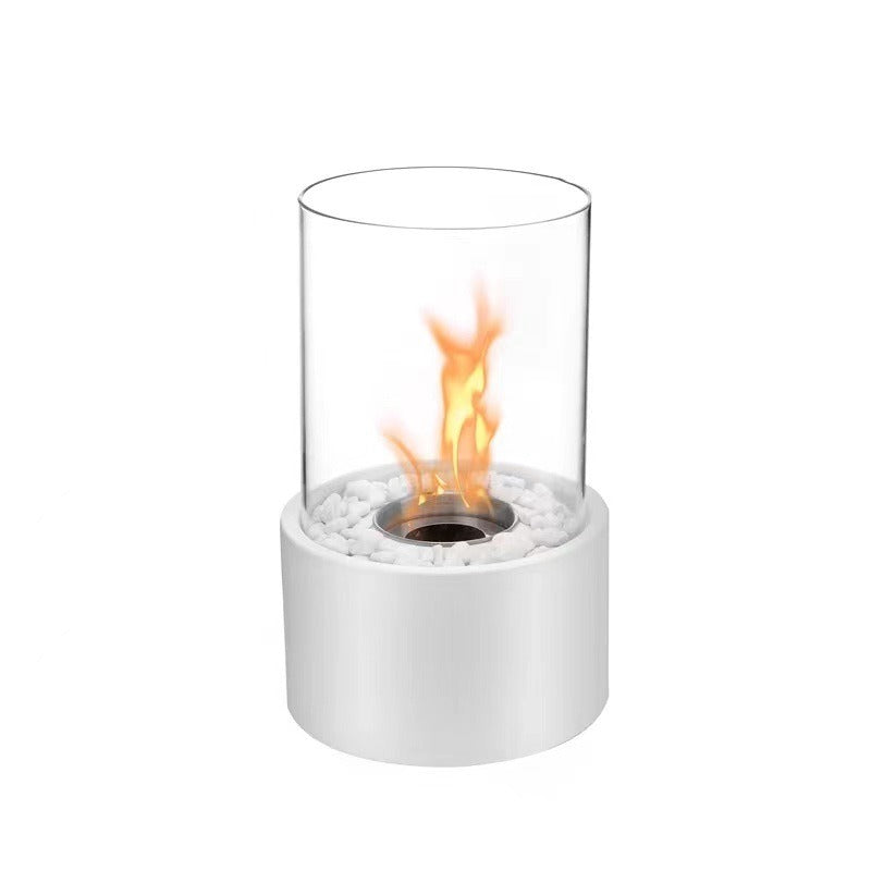 Solenne Tabletop Bio Ethanol Fireplace – Glass Indoor & Outdoor Fire Pit with Stainless Steel Base