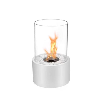 Solenne Tabletop Bio Ethanol Fireplace – Glass Indoor & Outdoor Fire Pit with Stainless Steel Base
