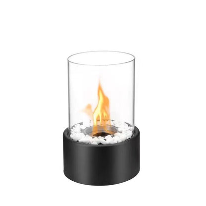 Solenne Tabletop Bio Ethanol Fireplace – Glass Indoor & Outdoor Fire Pit with Stainless Steel Base