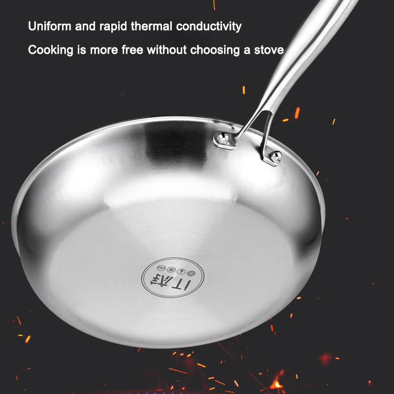 Uncoated titanium steel hammer patterned titanium frying pan with titanium content, non stick pan