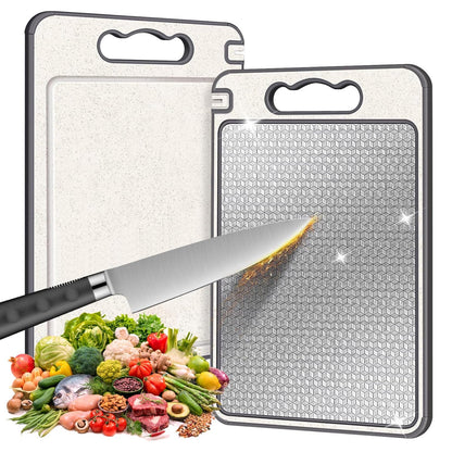 Stainless steel cutting board, mold proof and antibacterial plastic double-sided cutting board