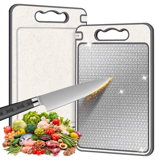 Stainless steel cutting board, mold proof and antibacterial plastic double-sided cutting board