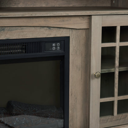 Solenne Gray Wash Electric Fireplace TV Stand with 23-Inch Fireplace Insert, Entertainment Center for TVs Up to 65 Inches