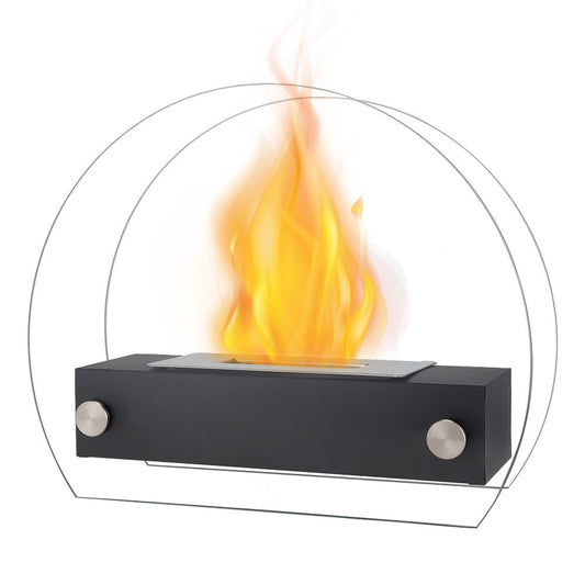 Solenne European Style Tabletop Bio Ethanol Fireplace – Portable Metal Real Flame Fireplace, Black