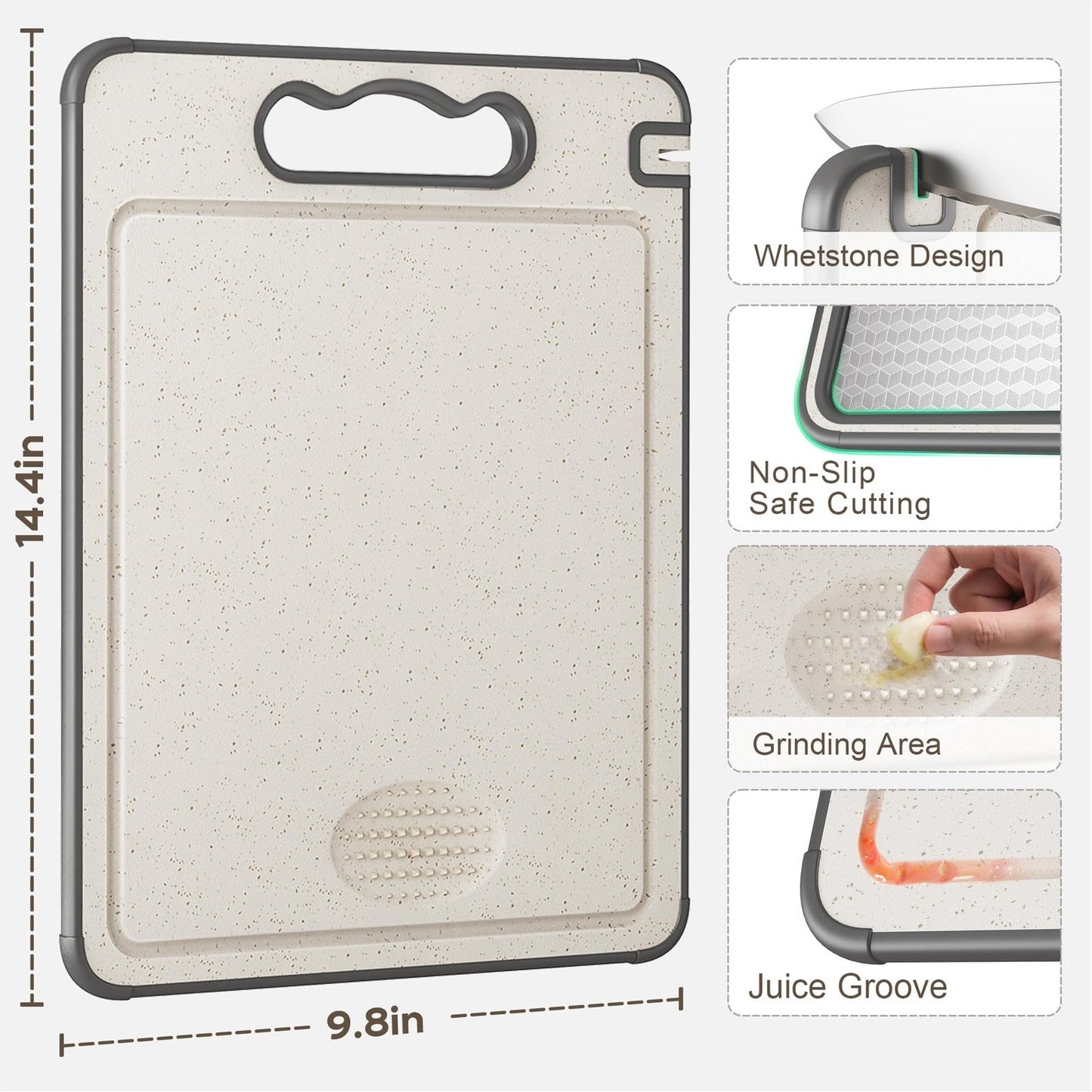 Stainless steel cutting board, mold proof and antibacterial plastic double-sided cutting board