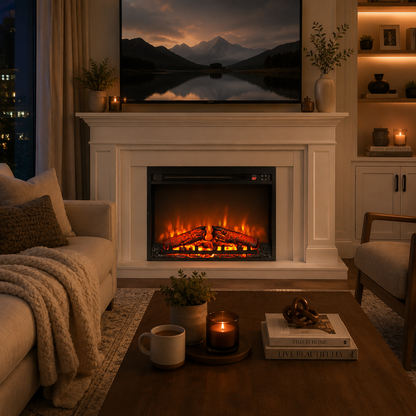 Solenne 24-Inch-Wide Electric Fireplace Insert with Realistic Log Set