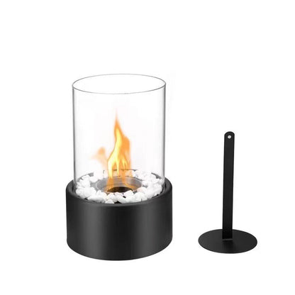 Solenne Tabletop Bio Ethanol Fireplace – Glass Indoor & Outdoor Fire Pit with Stainless Steel Base