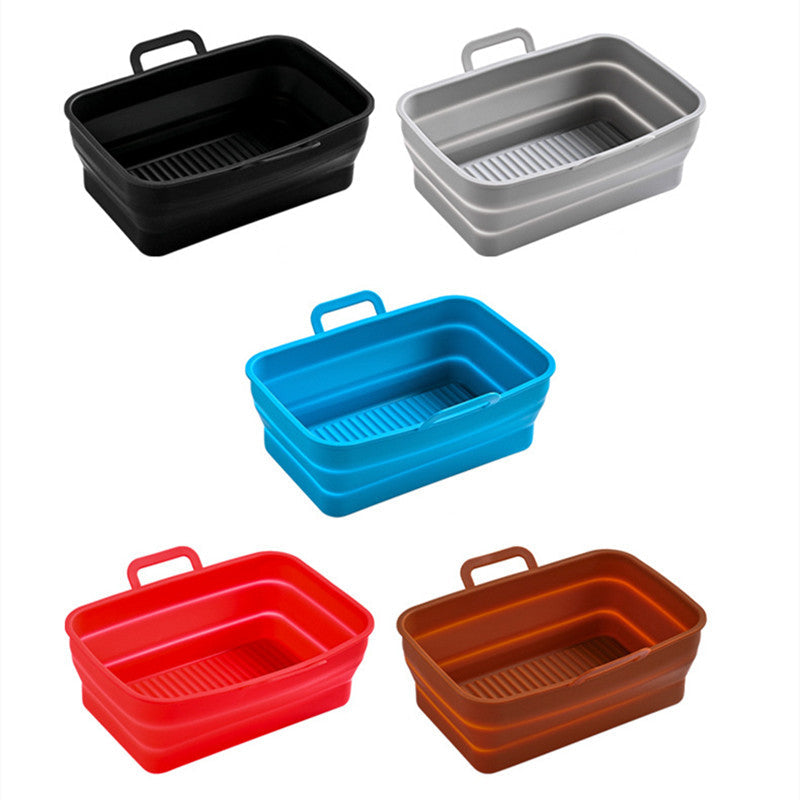 Rectangular Air Frying Pan Double Basket Collapsible Silicone Frying Pan