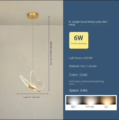 Butterfly Chandelier Modern Minimalist Luxe Creative Pendant Light for Bedroom