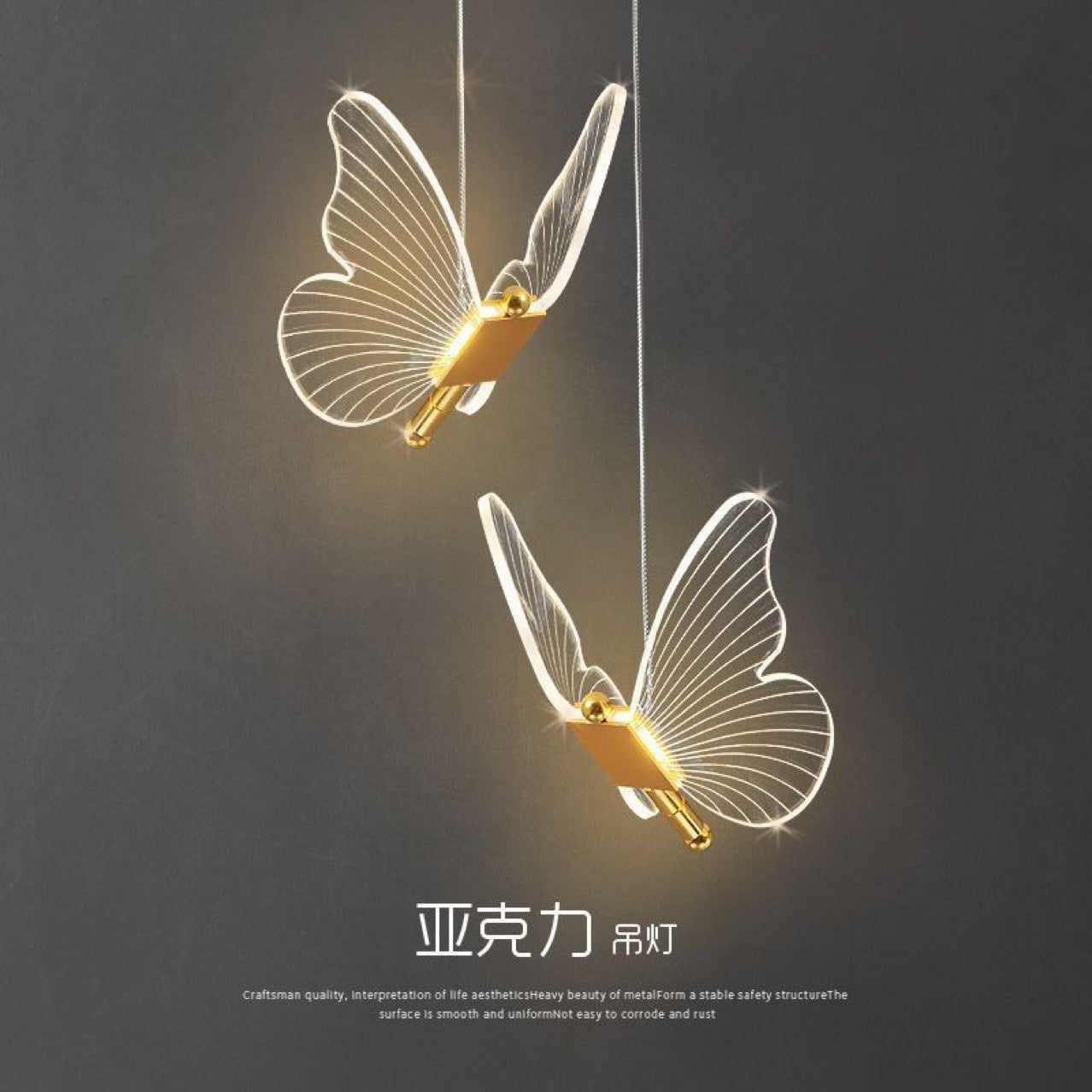 Butterfly Chandelier Modern Minimalist Luxe Creative Pendant Light for Bedroom