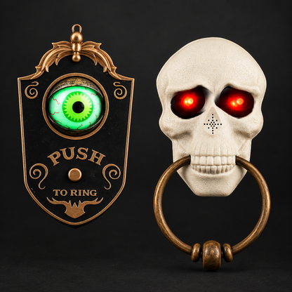 The Watcher Animated Halloween Doorbell — Glowing Rotating Eye or Haunted Skull