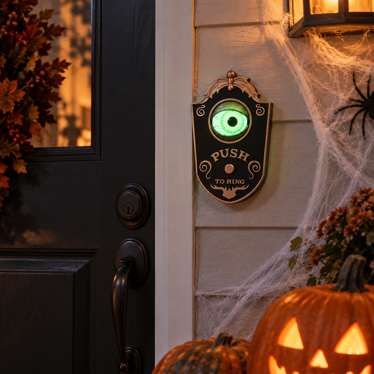 The Watcher Animated Halloween Doorbell — Glowing Rotating Eye or Haunted Skull