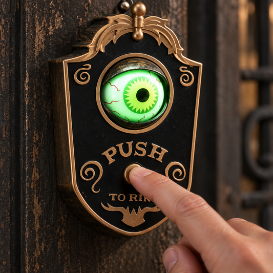 The Watcher Animated Halloween Doorbell — Glowing Rotating Eye or Haunted Skull