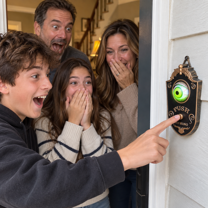 The Watcher Animated Halloween Doorbell — Glowing Rotating Eye or Haunted Skull