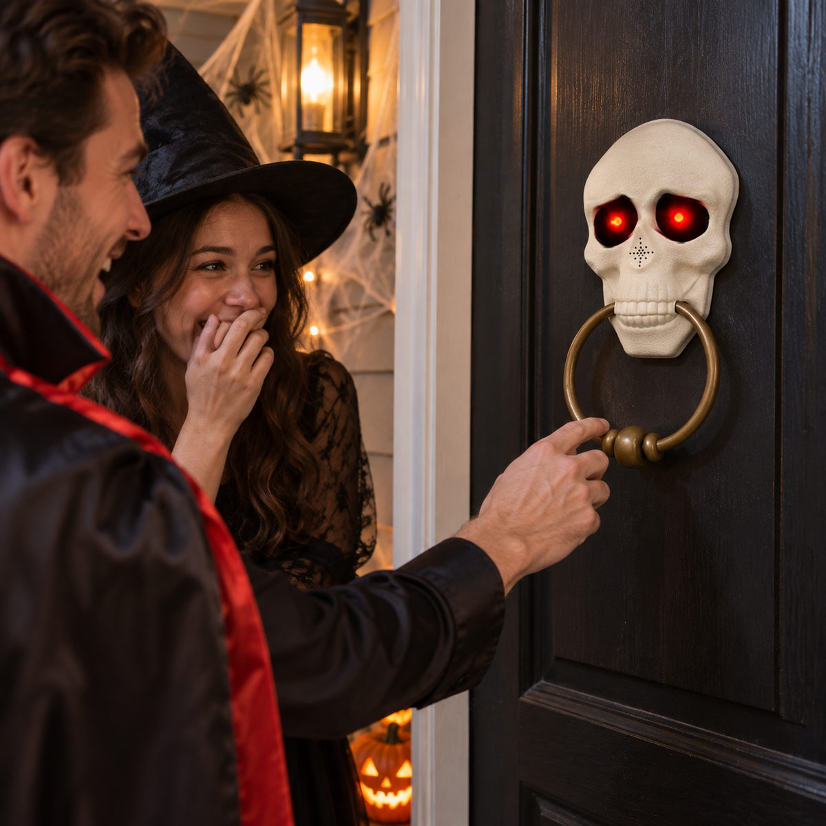 The Watcher Animated Halloween Doorbell — Glowing Rotating Eye or Haunted Skull