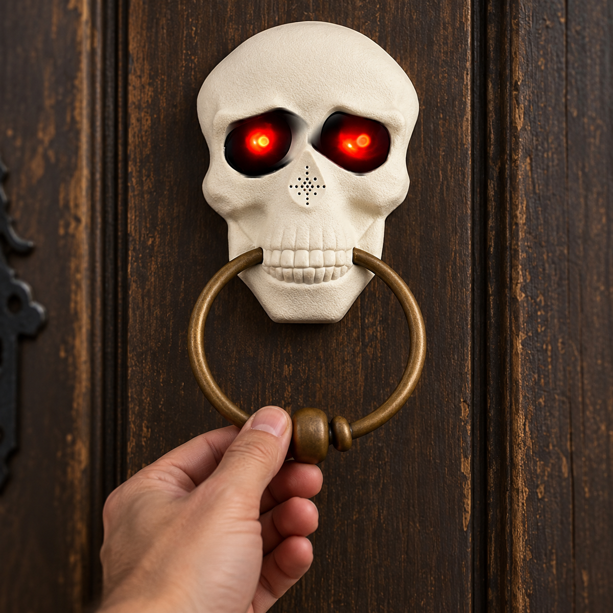 The Watcher Animated Halloween Doorbell — Glowing Rotating Eye or Haunted Skull